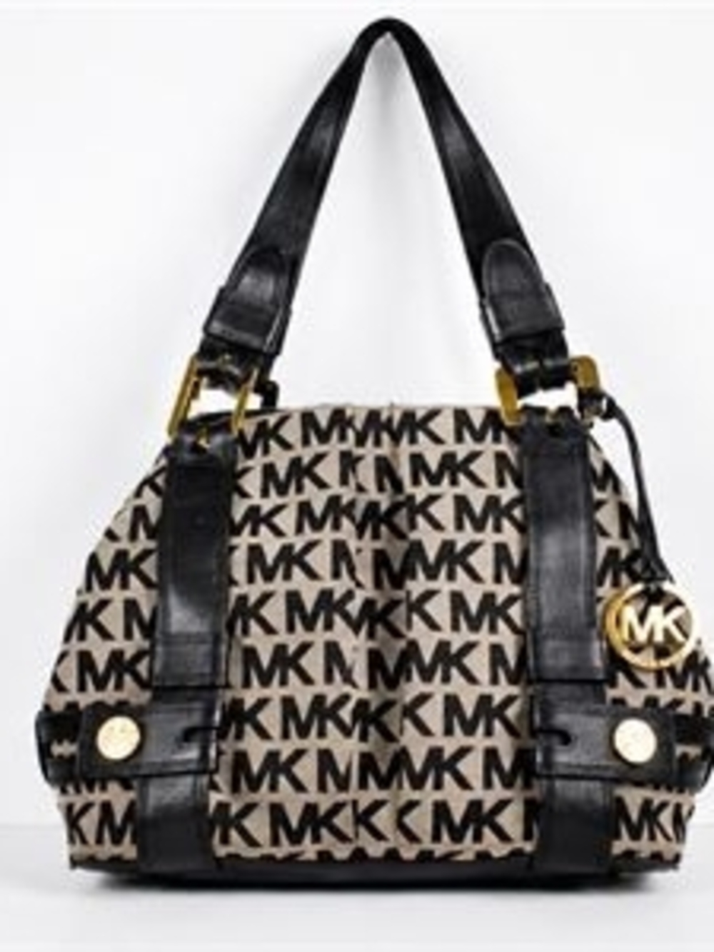 Michael Kors MK Logo Canvas Shoulder Tote Bag